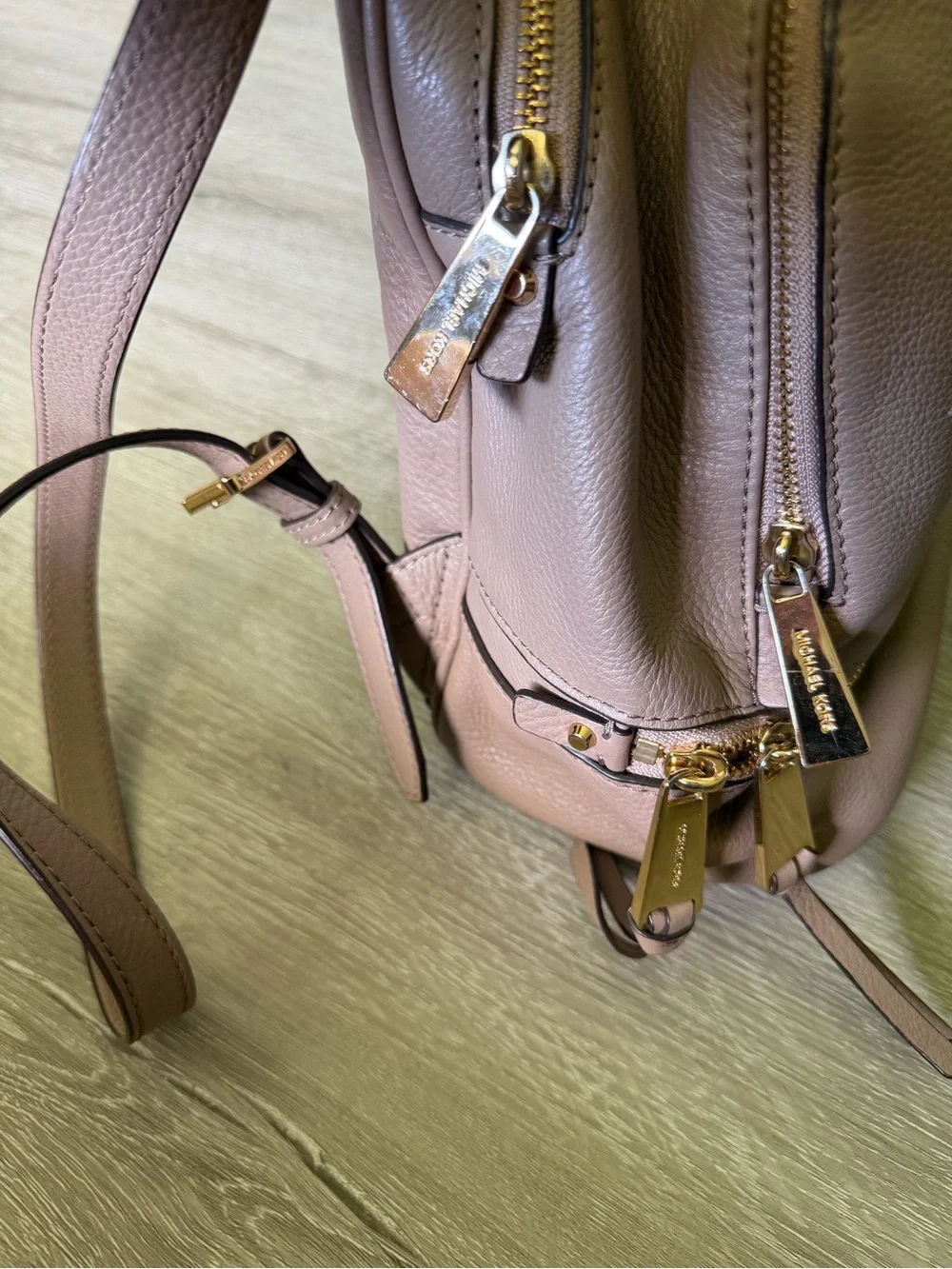 MICHAEL KORS Pebbled Leather Backpack in Taupe